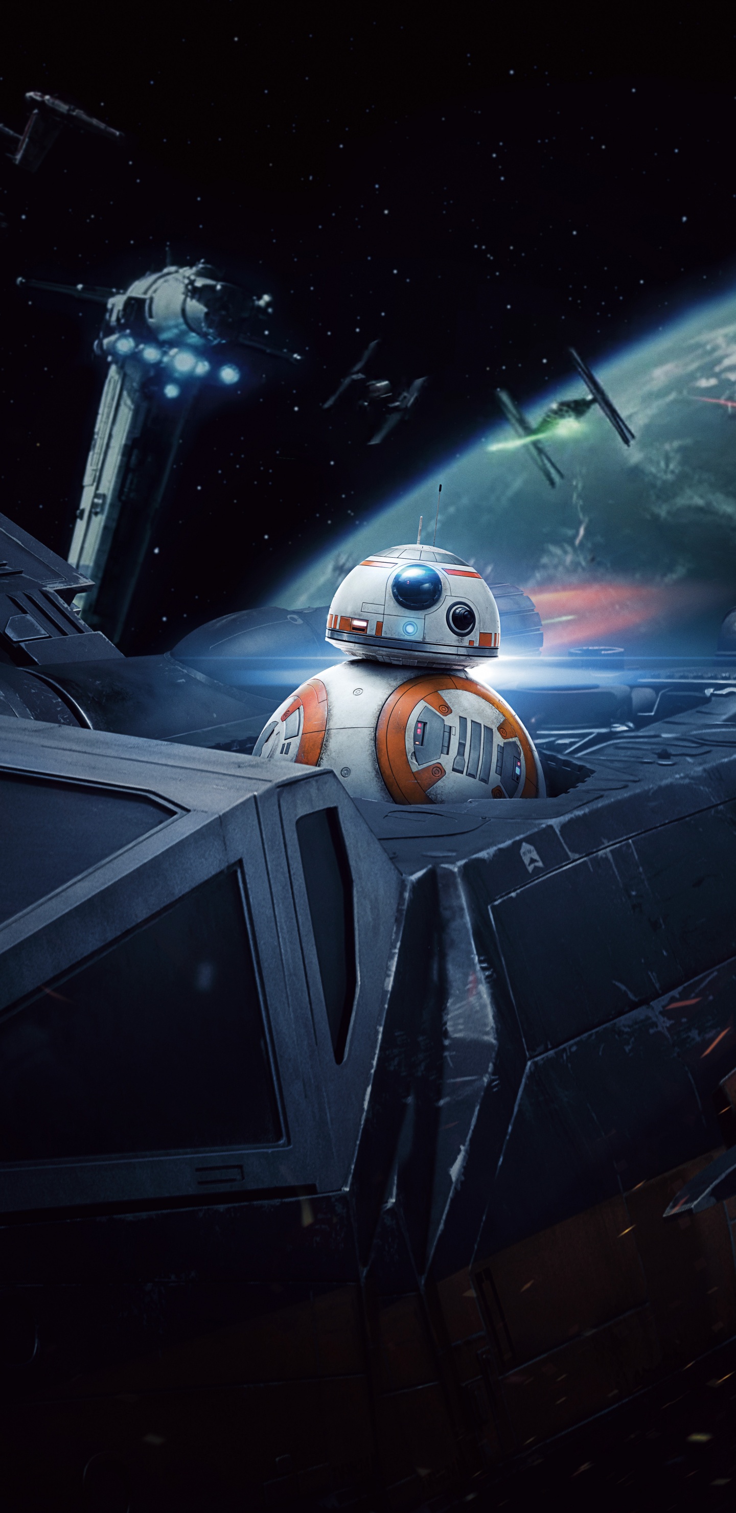 Star Wars, BB-8, Darth Vader, Poe Dameron, Poster. Wallpaper in 1440x2960 Resolution