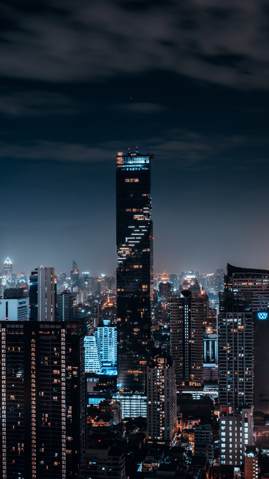 City Skyline During Night Time. Wallpaper in 1080x1920 Resolution