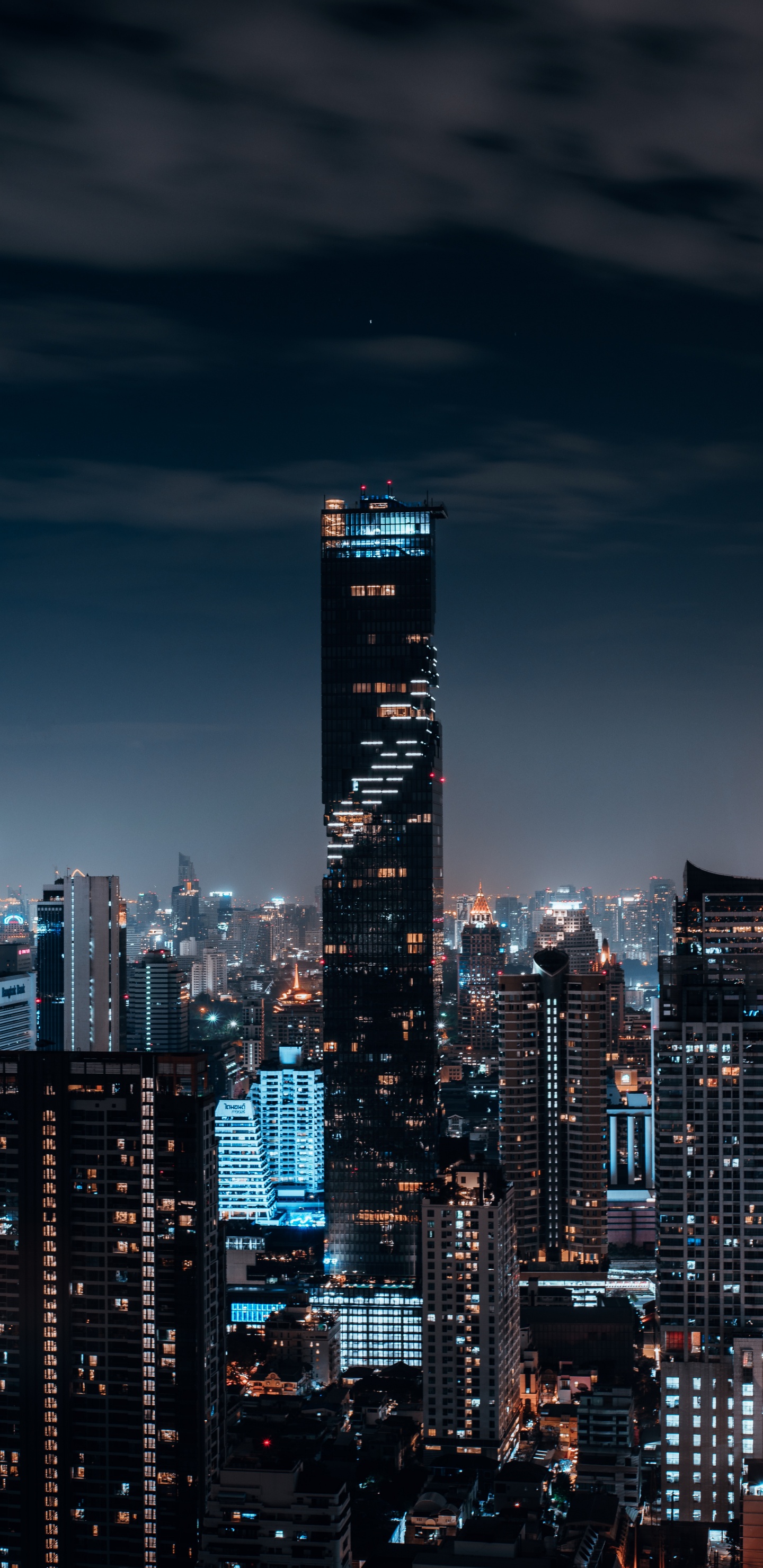 City Skyline During Night Time. Wallpaper in 1440x2960 Resolution