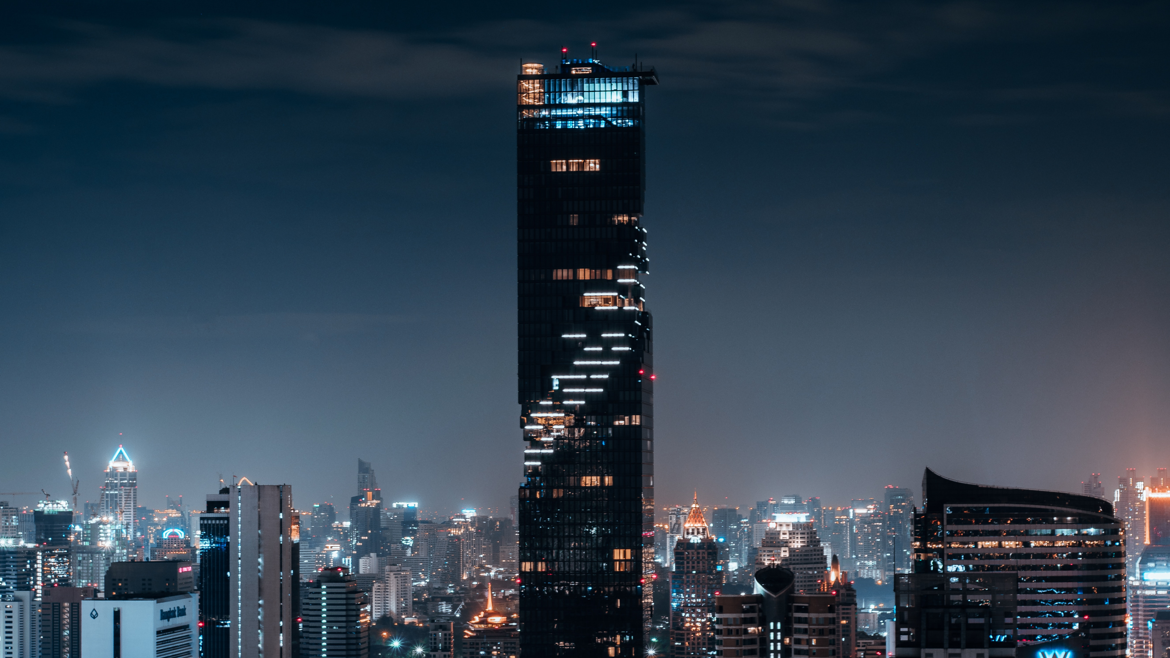 City Skyline During Night Time. Wallpaper in 3840x2160 Resolution