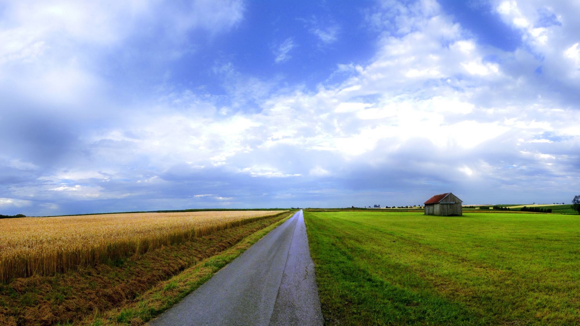 Brown Wooden House on Green Grass Field Under White Clouds and Blue Sky During Daytime. Wallpaper in 1920x1080 Resolution