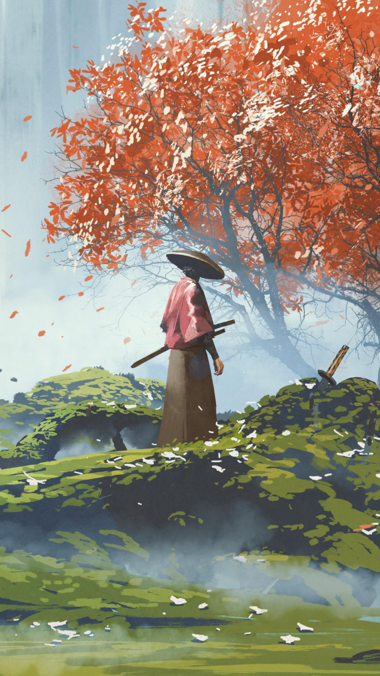 Samouraï, Illustration, Art, L'art Numérique, Conception. Wallpaper in 750x1334 Resolution