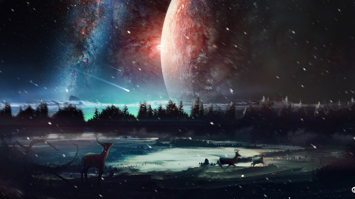 Silhouette Von Menschen am Strand Während Der Nachtzeit. Wallpaper in 1366x768 Resolution