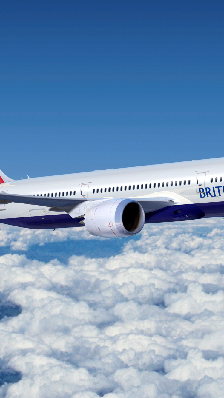 White and Red Air Plane Flying Under Blue Sky During Daytime. Wallpaper in 750x1334 Resolution