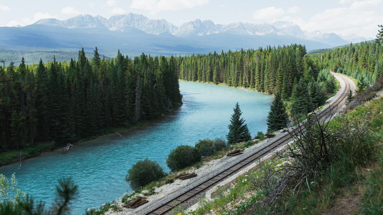 Lake Louise, Bear Street, Water, Cloud, Plant. Wallpaper in 1280x720 Resolution