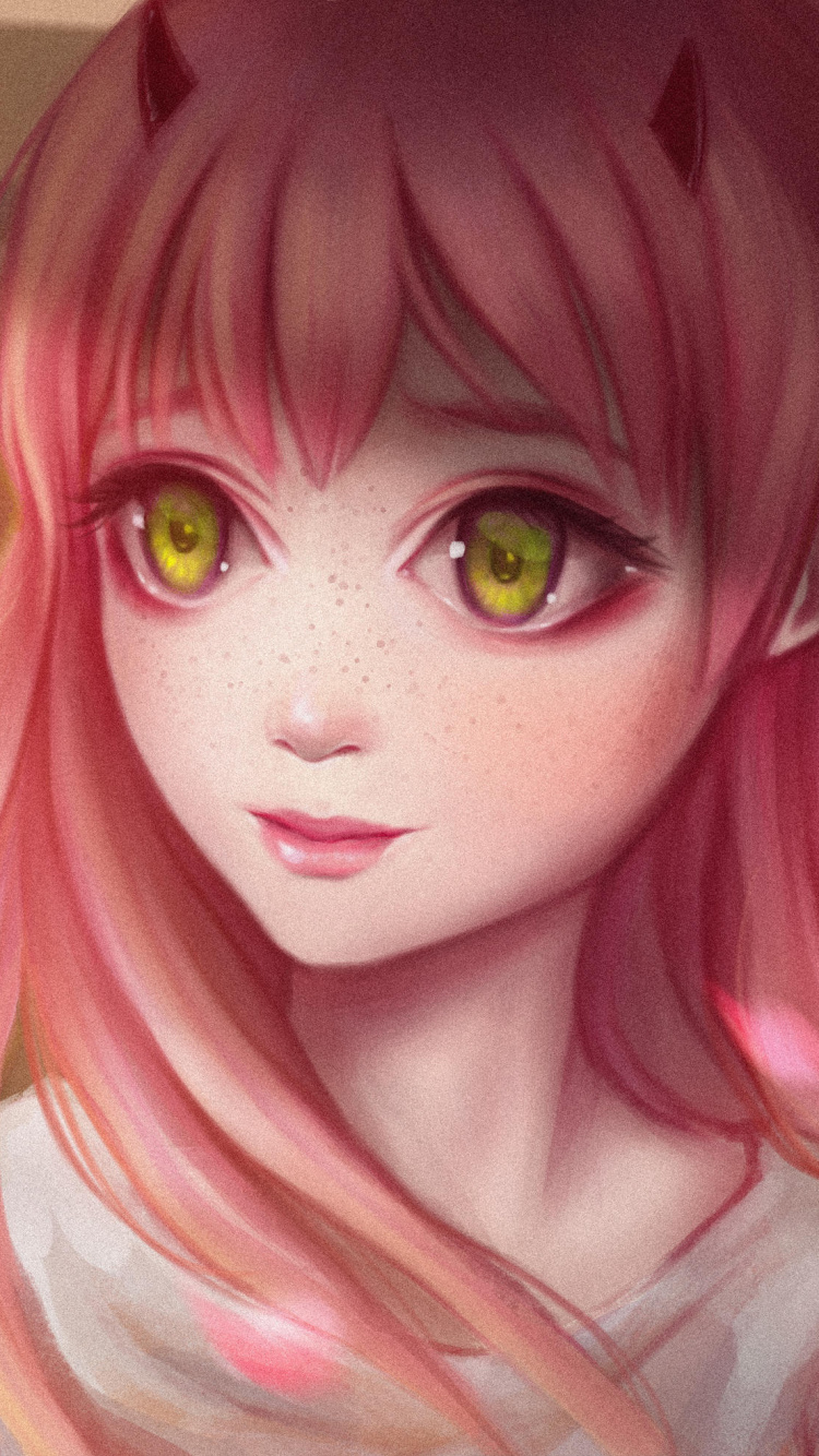 Personaje de Anime de Niña de Pelo Morado. Wallpaper in 750x1334 Resolution