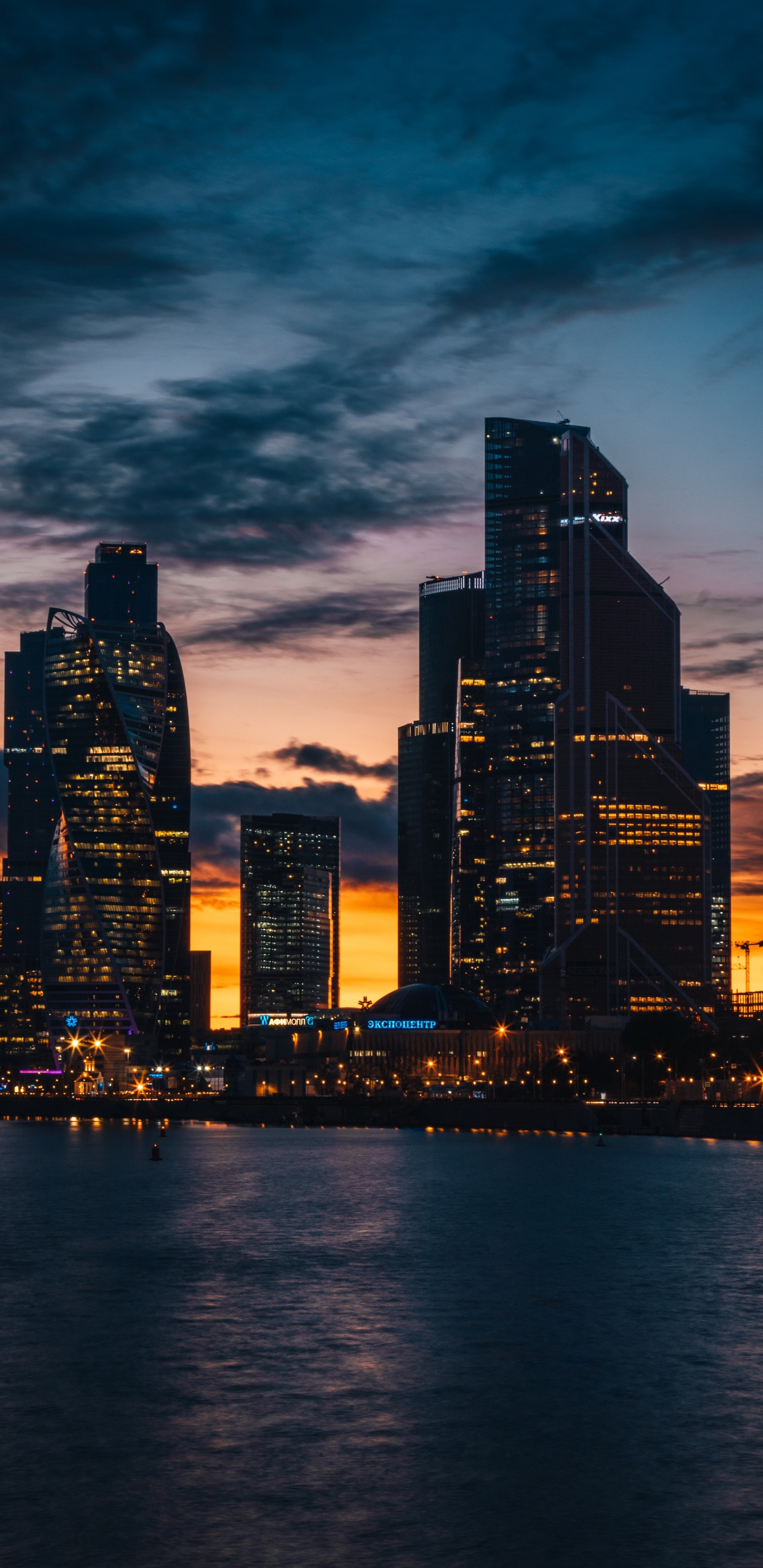 Cityscape, Skyscraper, Water, Cloud, Building. Wallpaper in 1440x2960 Resolution