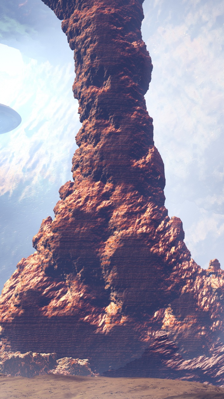 Pleine Lune Sur la Montagne Rocheuse Brune. Wallpaper in 720x1280 Resolution