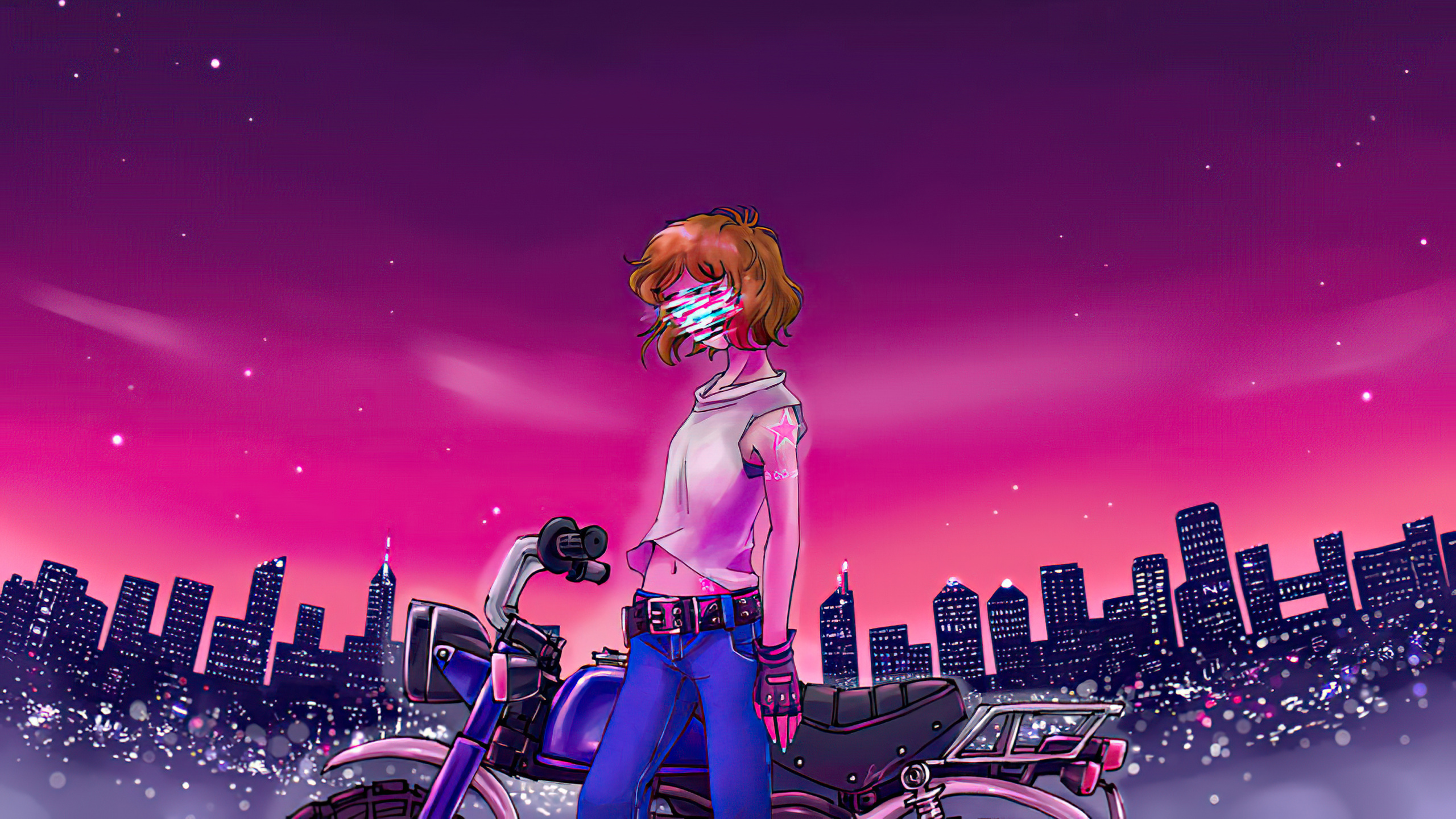 L'art Numérique, Art, Synthwave, Gratte-ciel, Purple. Wallpaper in 2560x1440 Resolution