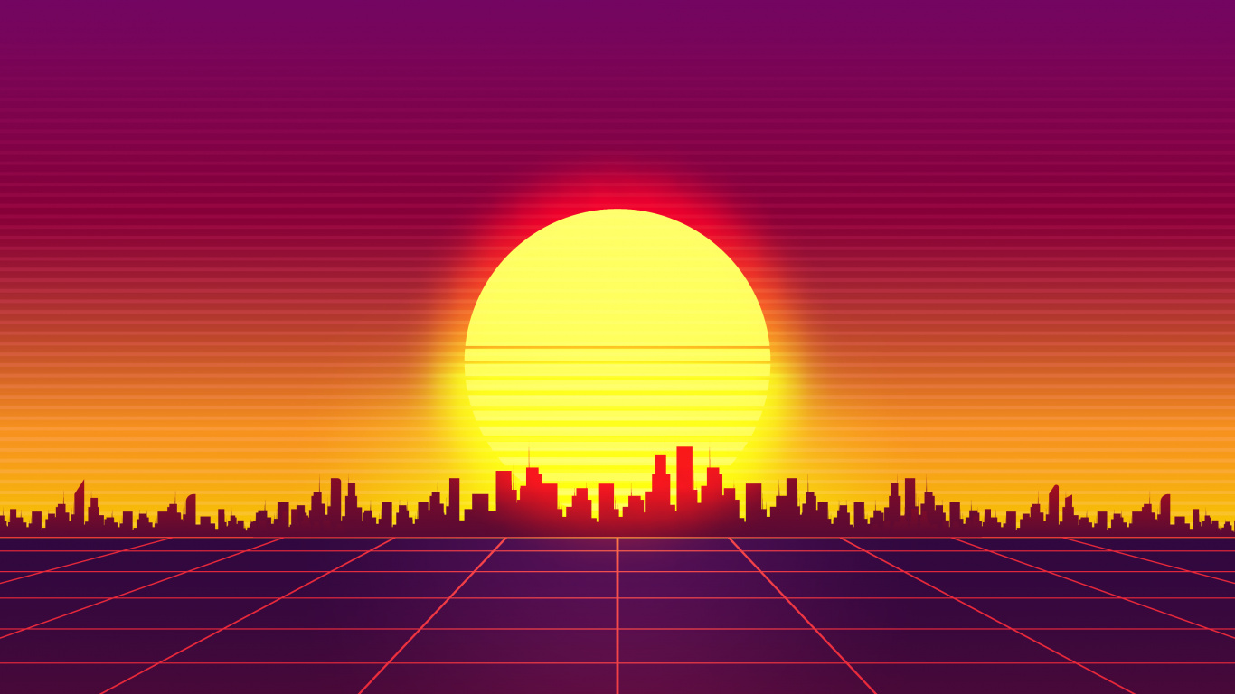 Synthwave, Atmosphäre, Ökoregion, Natur, Natürlichen Umgebung. Wallpaper in 1366x768 Resolution