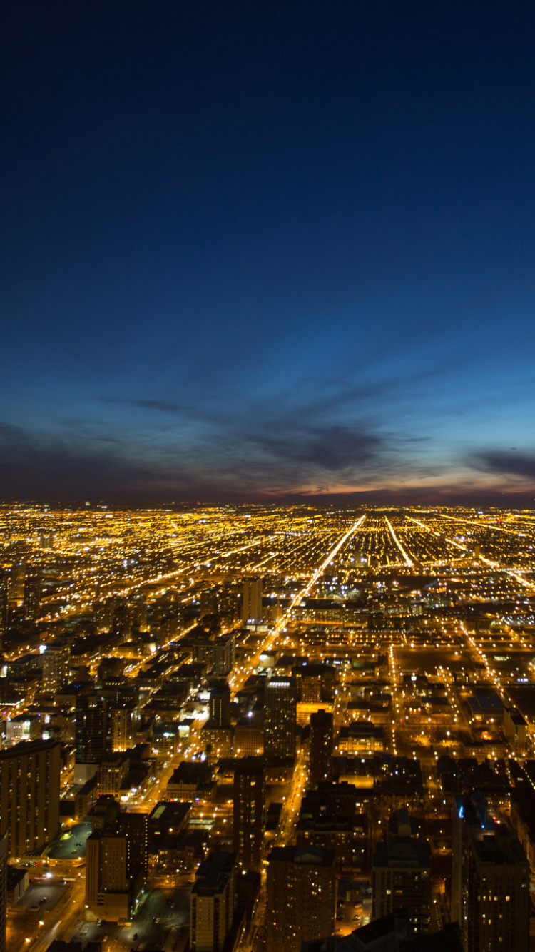 Aerial View of City During Night Time. Wallpaper in 750x1334 Resolution
