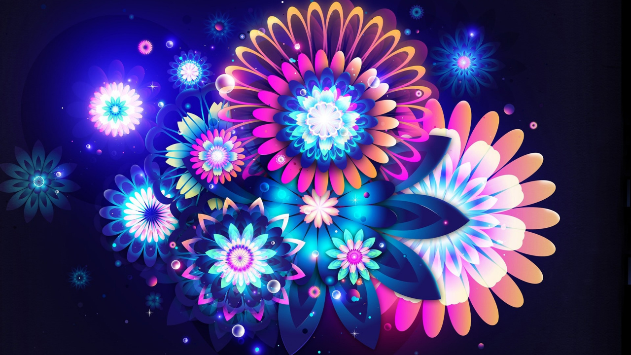 Ilustración de Flor Morada y Amarilla. Wallpaper in 1280x720 Resolution