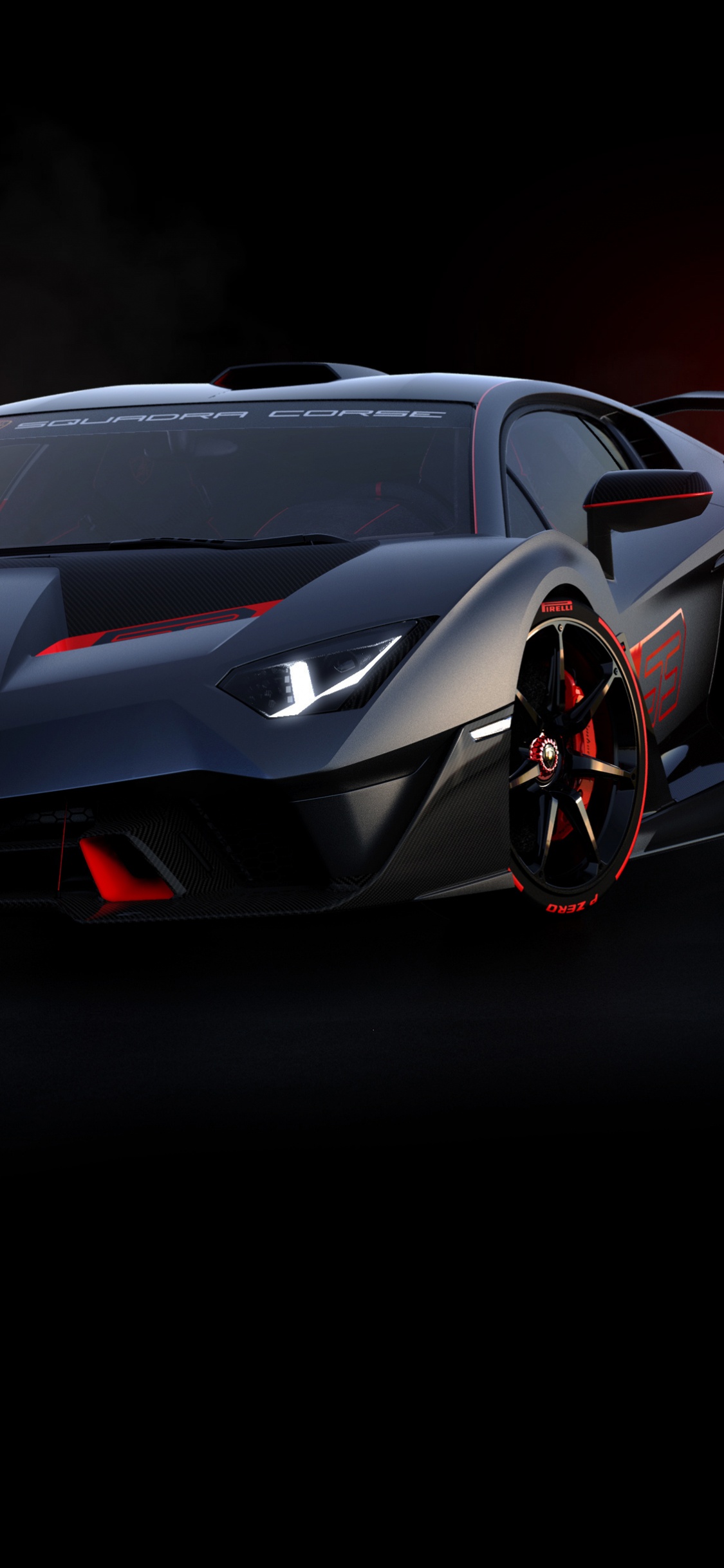 Red Ferrari Sports Car on Black Background. Wallpaper in 1125x2436 Resolution