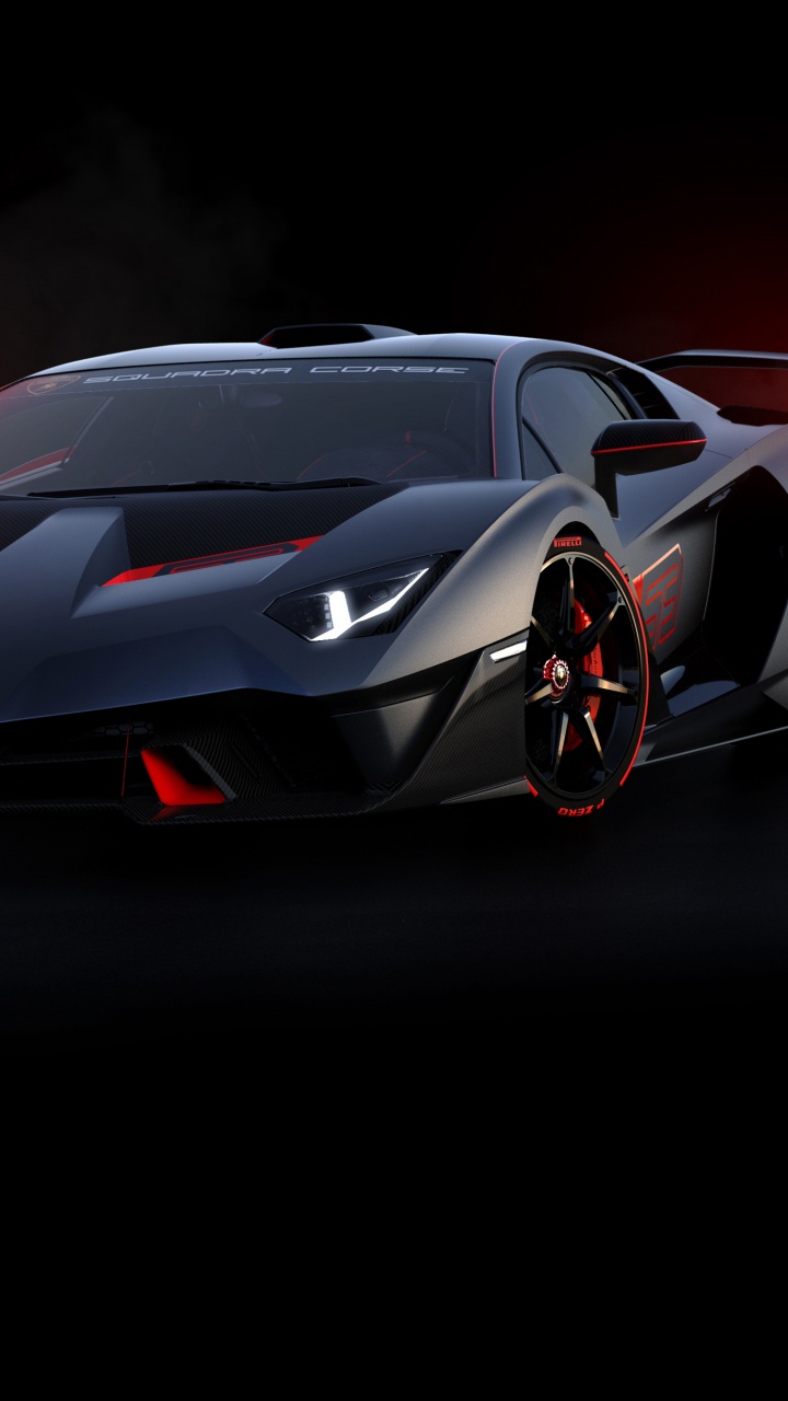 Red Ferrari Sports Car on Black Background. Wallpaper in 720x1280 Resolution