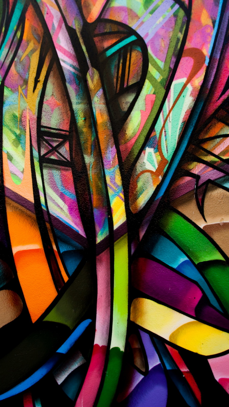 Peinture Abstraite Bleu Rose et Noir. Wallpaper in 750x1334 Resolution