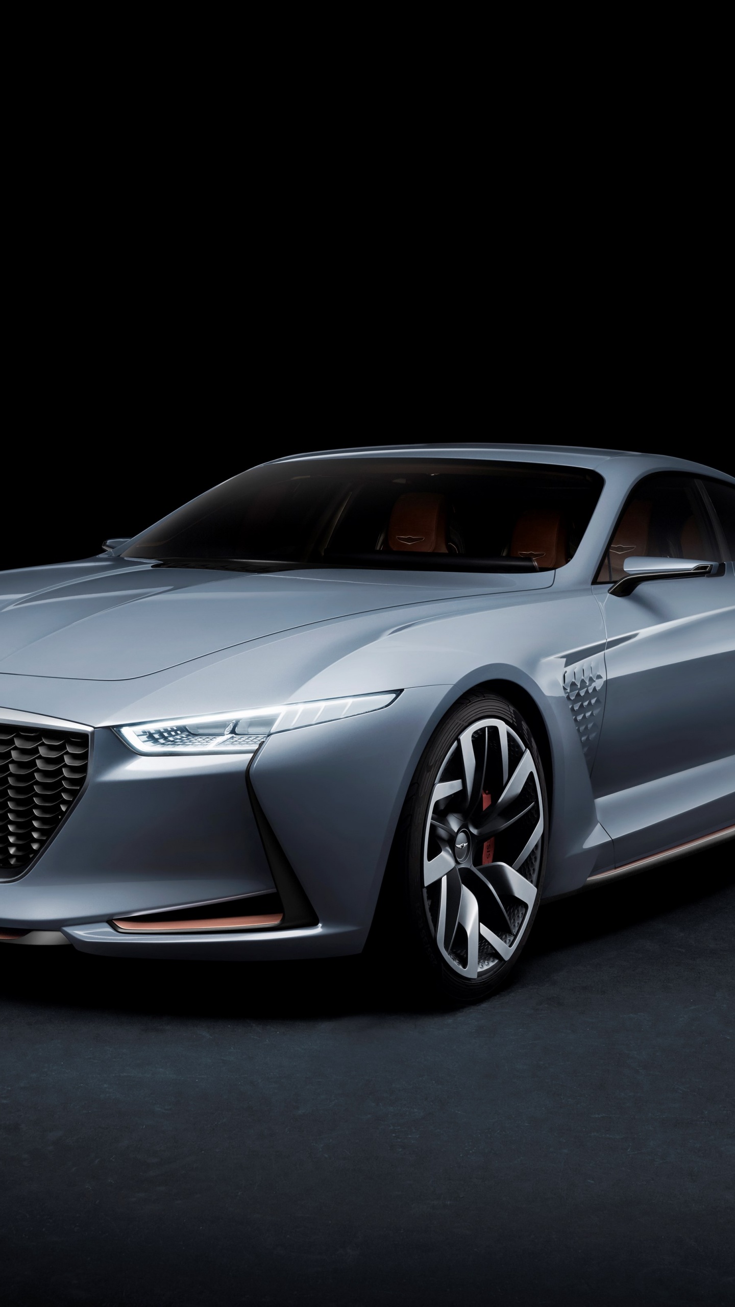 Silver Mercedes Benz Coupe on Black Background. Wallpaper in 1440x2560 Resolution