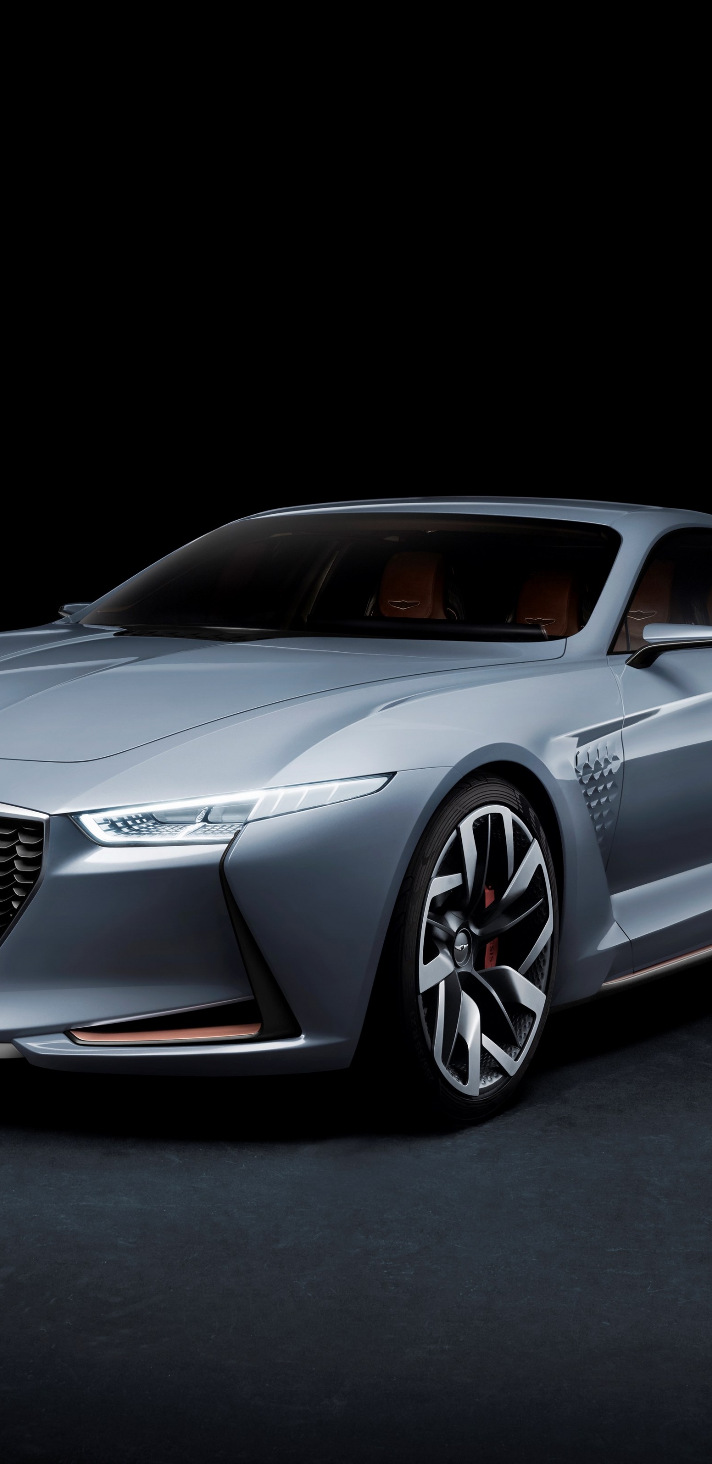 Silver Mercedes Benz Coupe on Black Background. Wallpaper in 1440x2960 Resolution