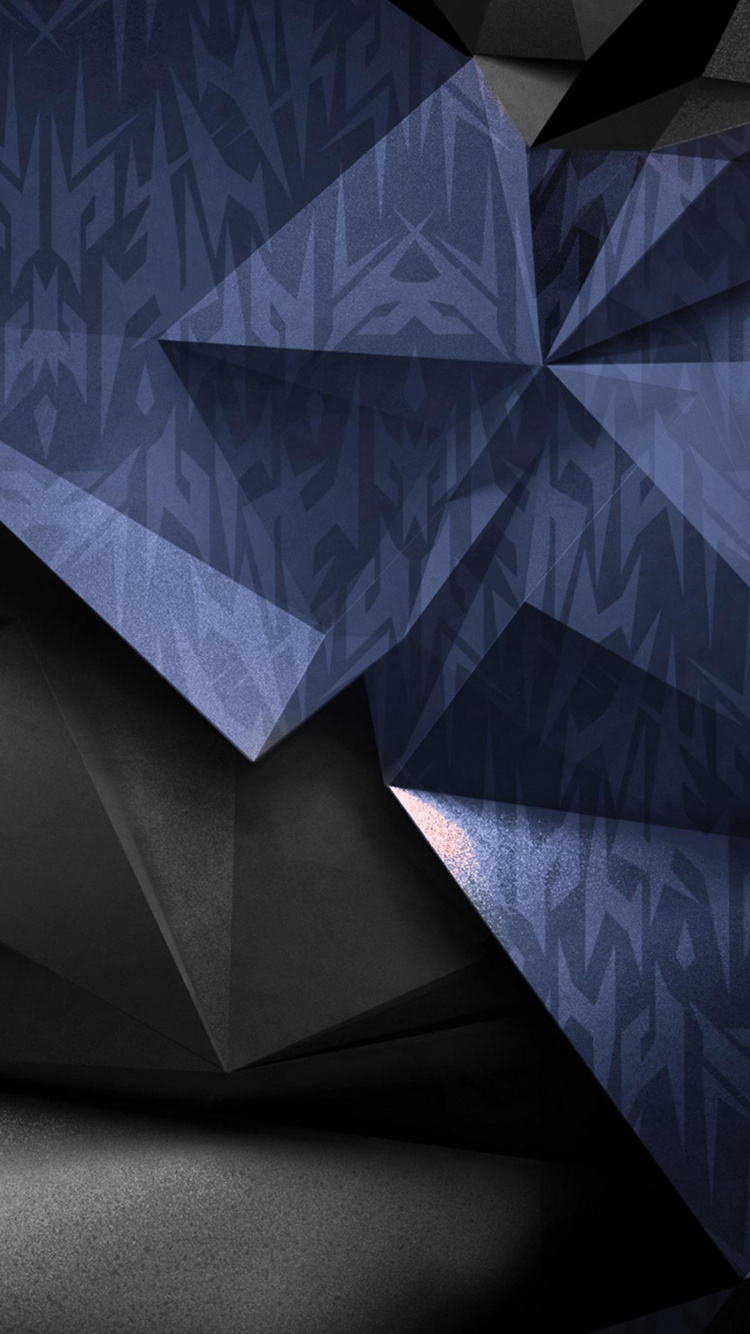 Blaue Und Schwarze Abstrakte Kunst. Wallpaper in 750x1334 Resolution