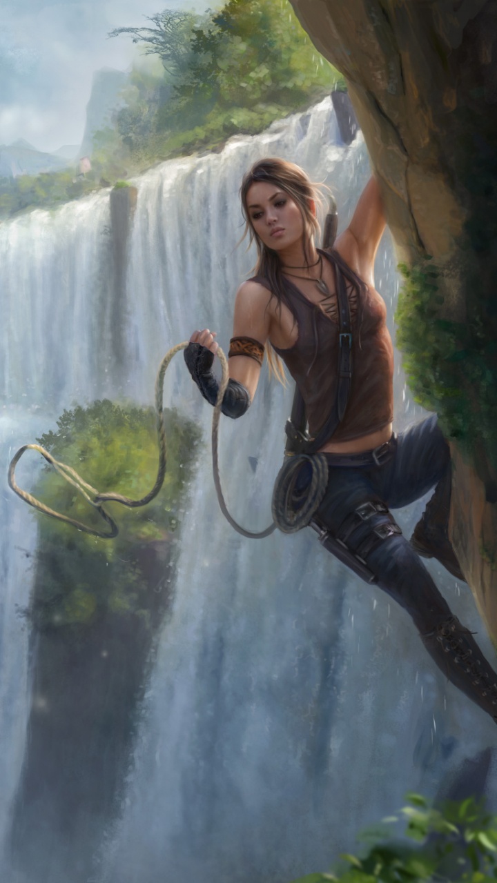 Femme en Chemise Rose Tenant Une Corde Noire et Blanche. Wallpaper in 720x1280 Resolution