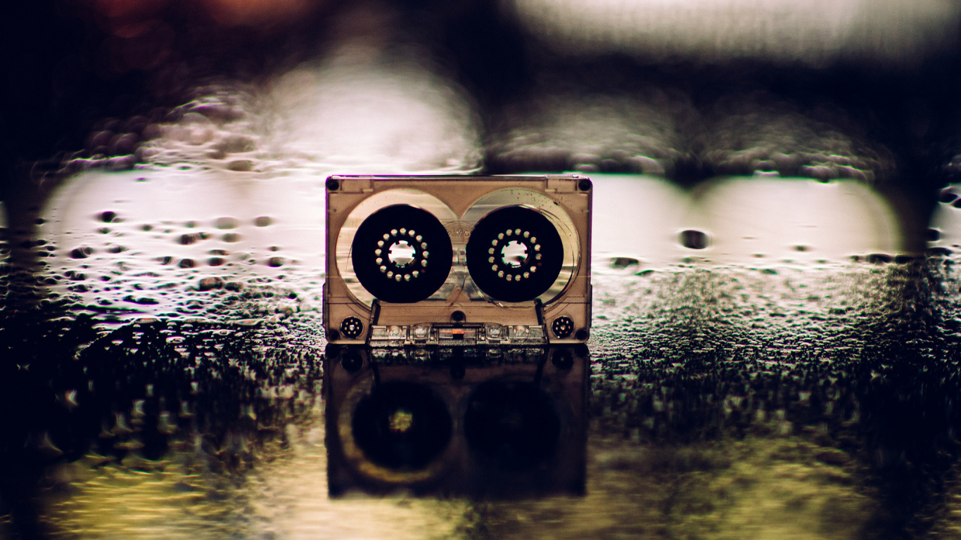 Reflexion, Wasser, Compact Cassette, Zeichnung, Musik. Wallpaper in 1366x768 Resolution