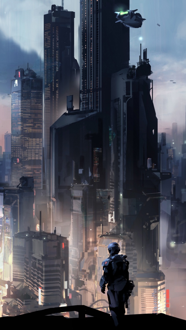 Concept Art, Art, Métropole, Paysage Urbain, L'homme de Règlement. Wallpaper in 720x1280 Resolution