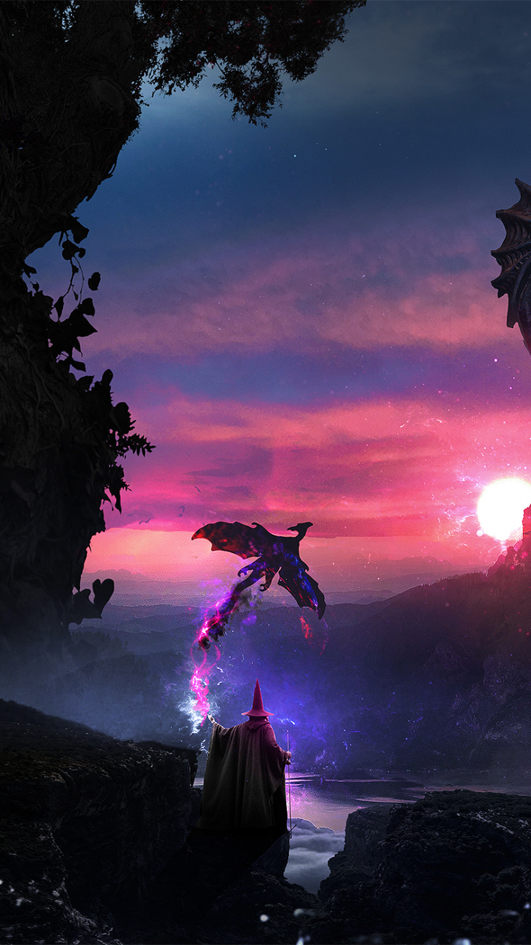 Man in Black Jacket Standing on Rock Formation During Night Time. Wallpaper in 750x1334 Resolution