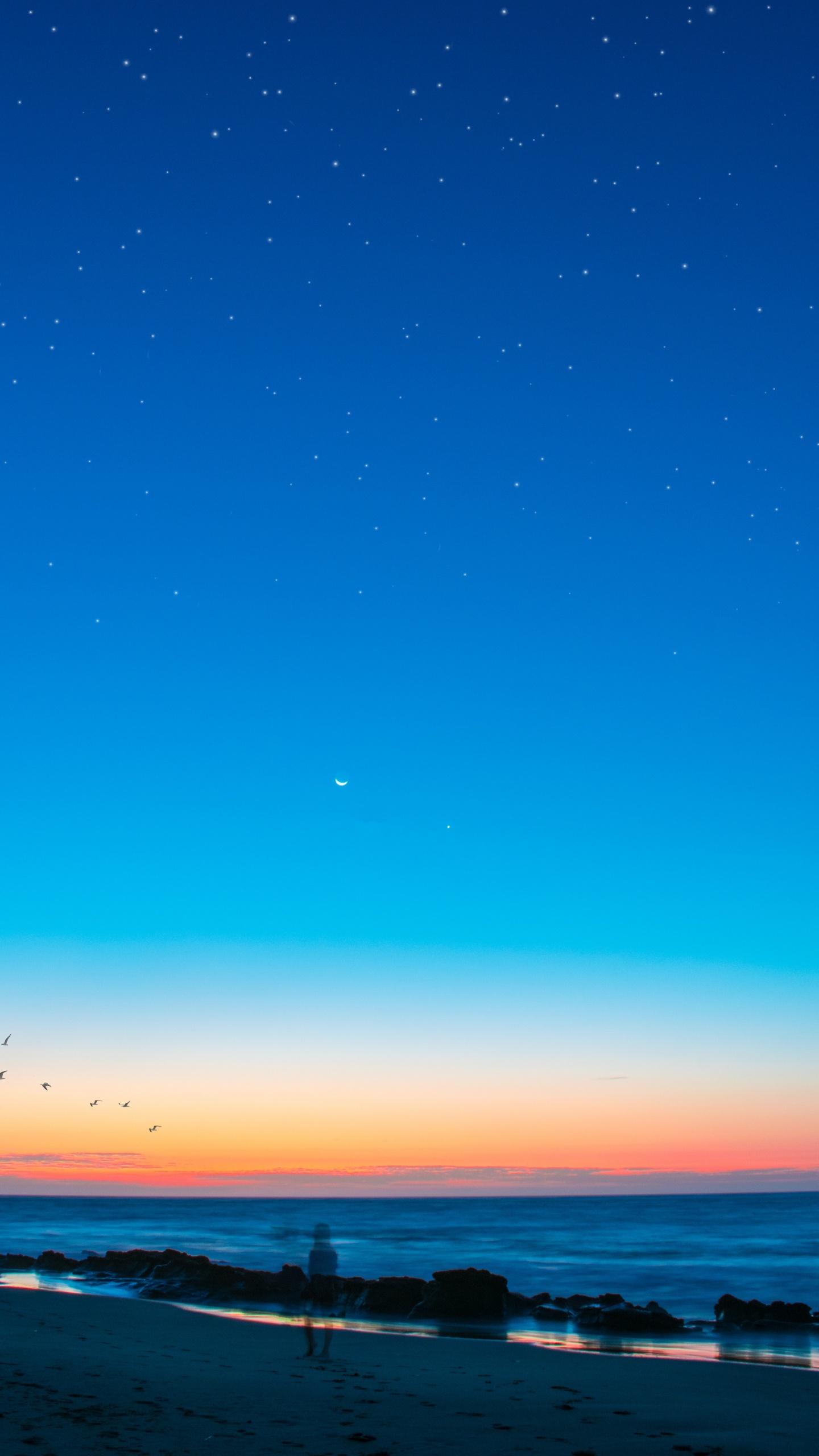 Horizon, Blue, Mer, Atmosphère, Nuit. Wallpaper in 1440x2560 Resolution