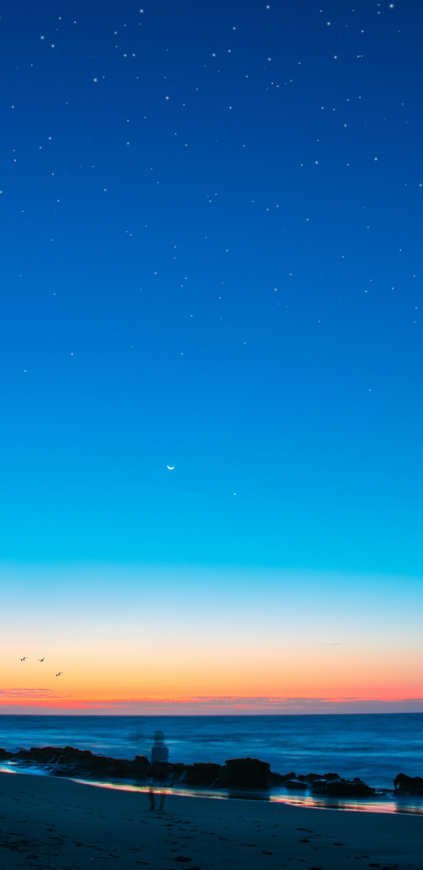 Horizon, Blue, Mer, Atmosphère, Nuit. Wallpaper in 1440x2960 Resolution