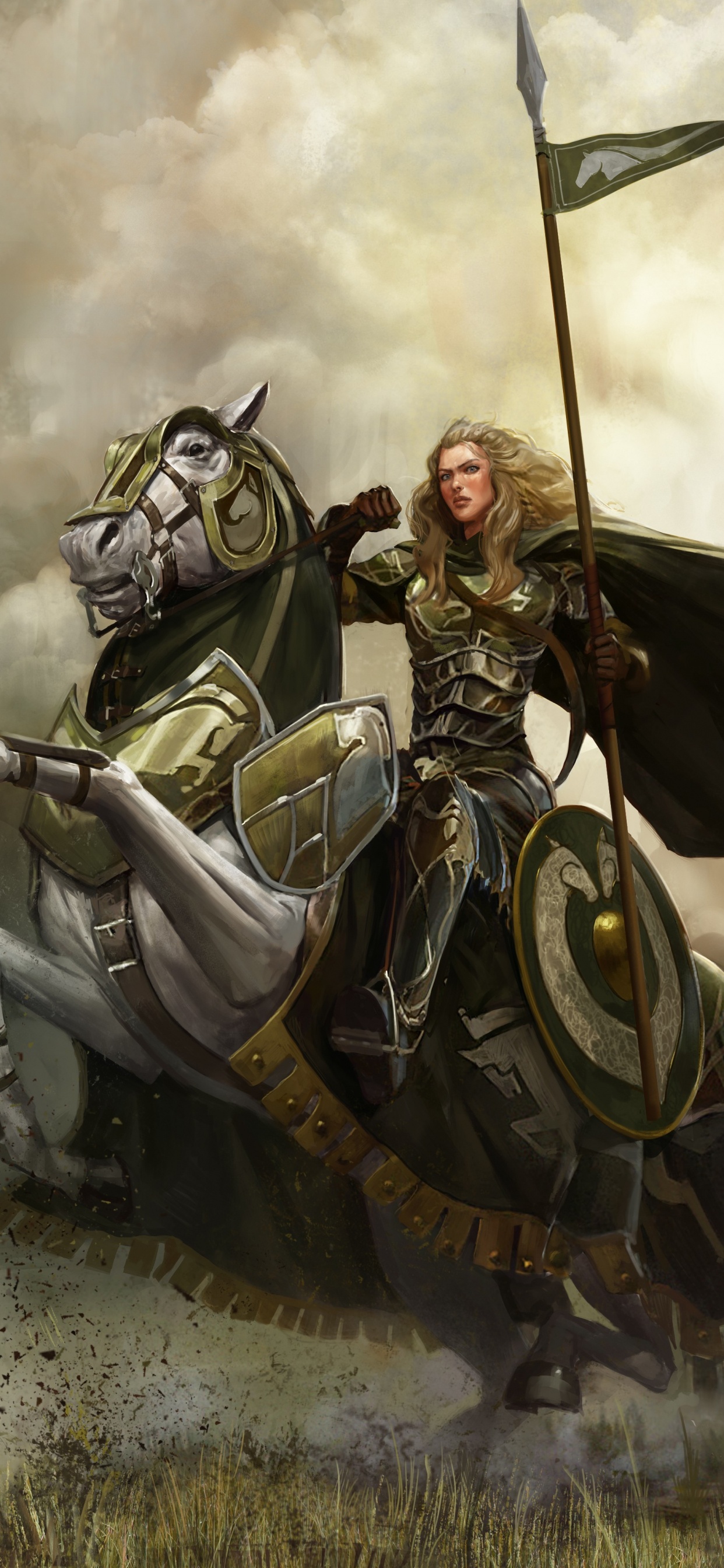 Man in Black and Gold Suit Riding Horse. Wallpaper in 1242x2688 Resolution