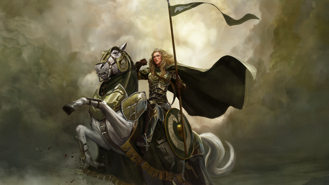 Man in Black and Gold Suit Riding Horse. Wallpaper in 1280x720 Resolution