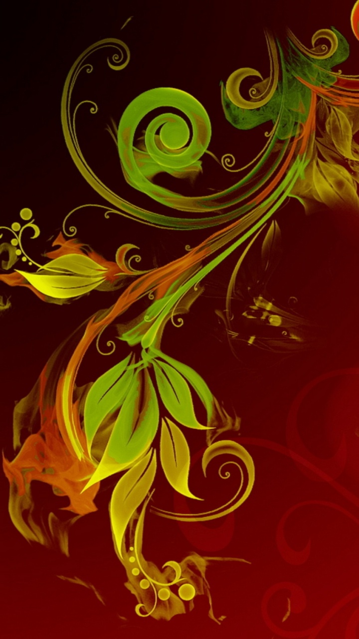 Peinture Abstraite Rouge Jaune et Verte. Wallpaper in 720x1280 Resolution