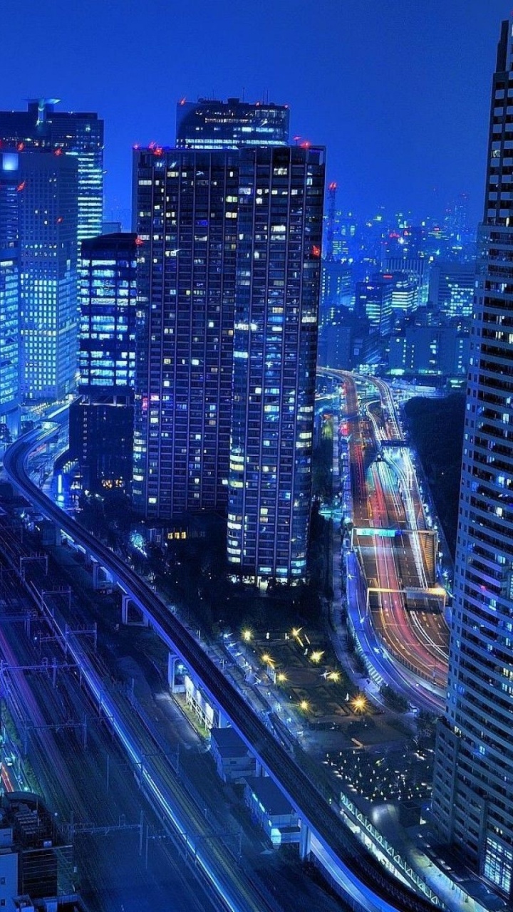 Bâtiments de la Ville Pendant la Nuit. Wallpaper in 720x1280 Resolution