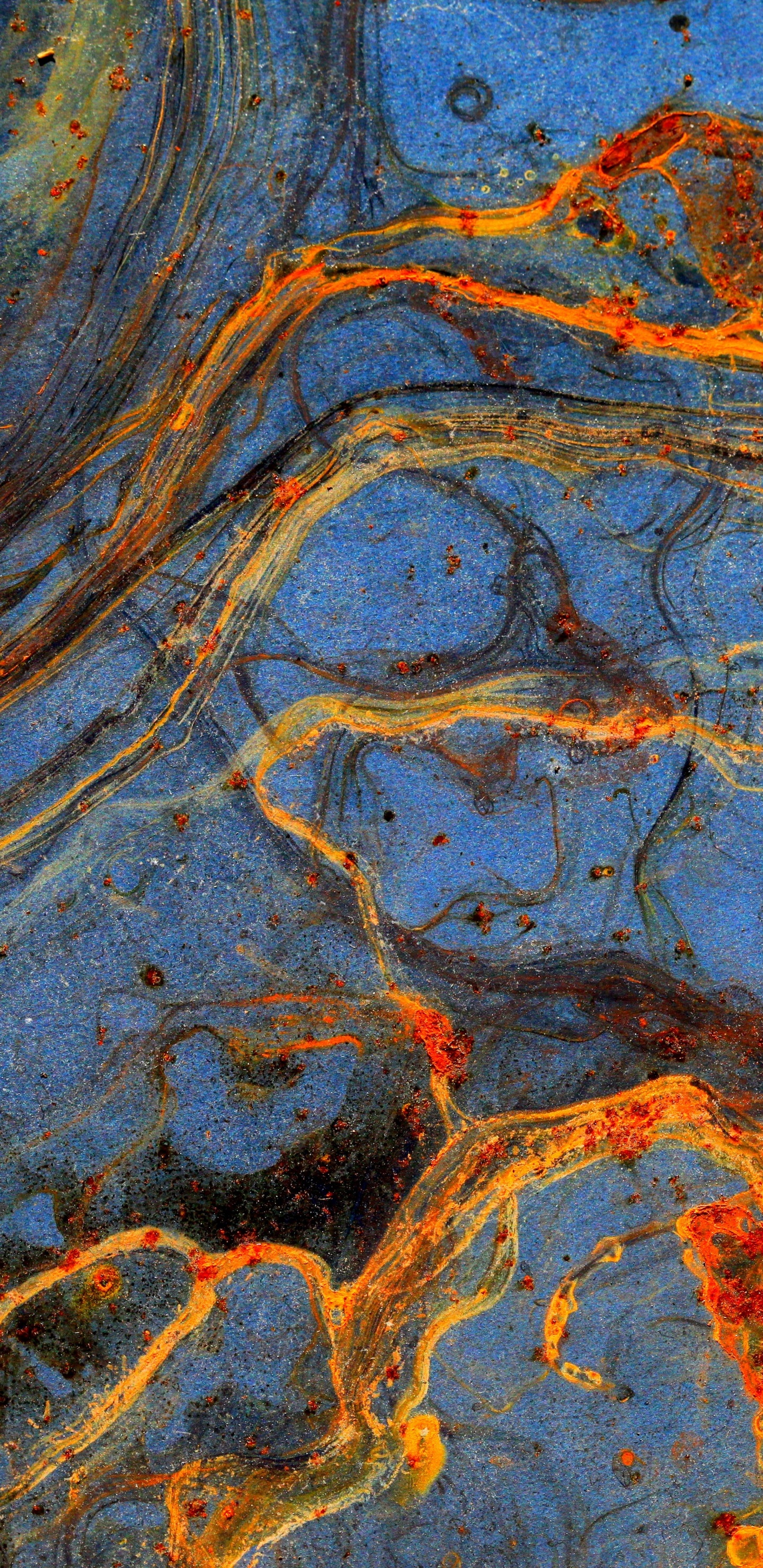 Peinture Abstraite Bleue et Brune. Wallpaper in 1440x2960 Resolution