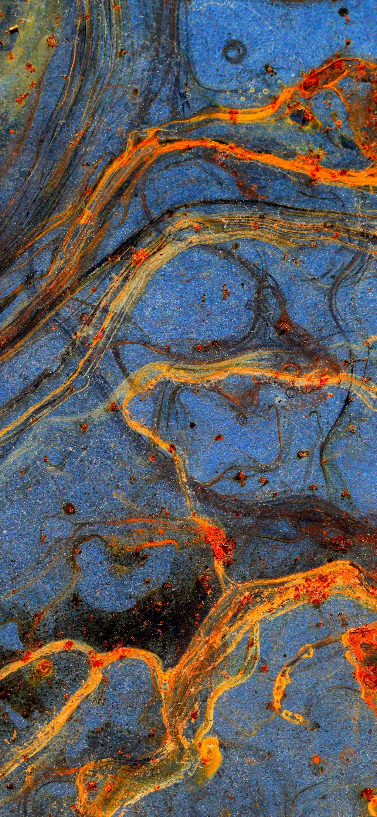 Blaue Und Braune Abstrakte Malerei. Wallpaper in 1242x2688 Resolution