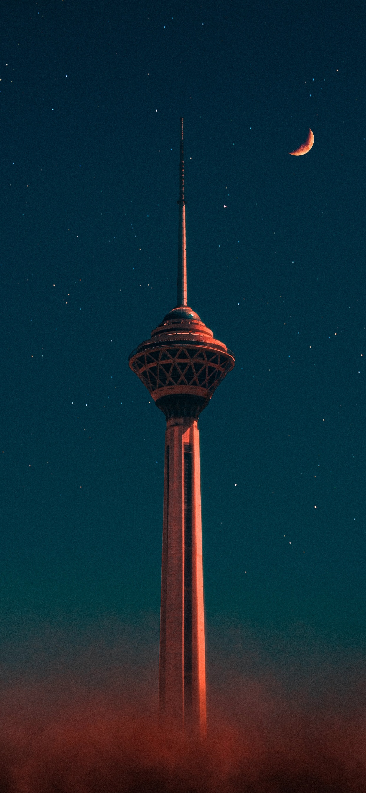 Smartphone, Ambiente, Edificio, Torre, Luna. Wallpaper in 1242x2688 Resolution