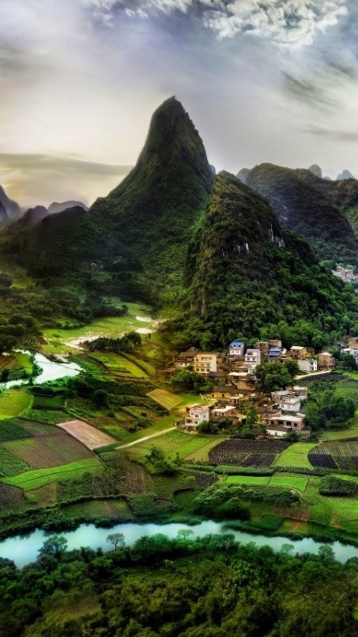 Árboles Verdes Cerca Del Cuerpo de Agua Bajo un Cielo Nublado Durante el Día. Wallpaper in 720x1280 Resolution