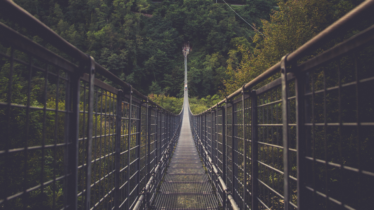 Pont, Pont Suspendu, Ligne, Nature, Artère. Wallpaper in 1280x720 Resolution