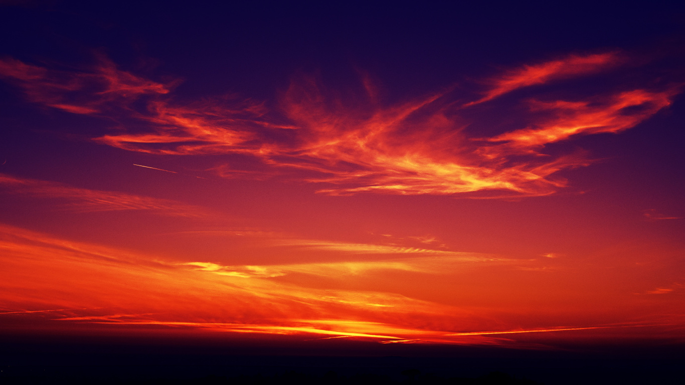 Sonnenuntergang, Afterglow, Horizont, Sonnenaufgang, Cloud. Wallpaper in 1366x768 Resolution