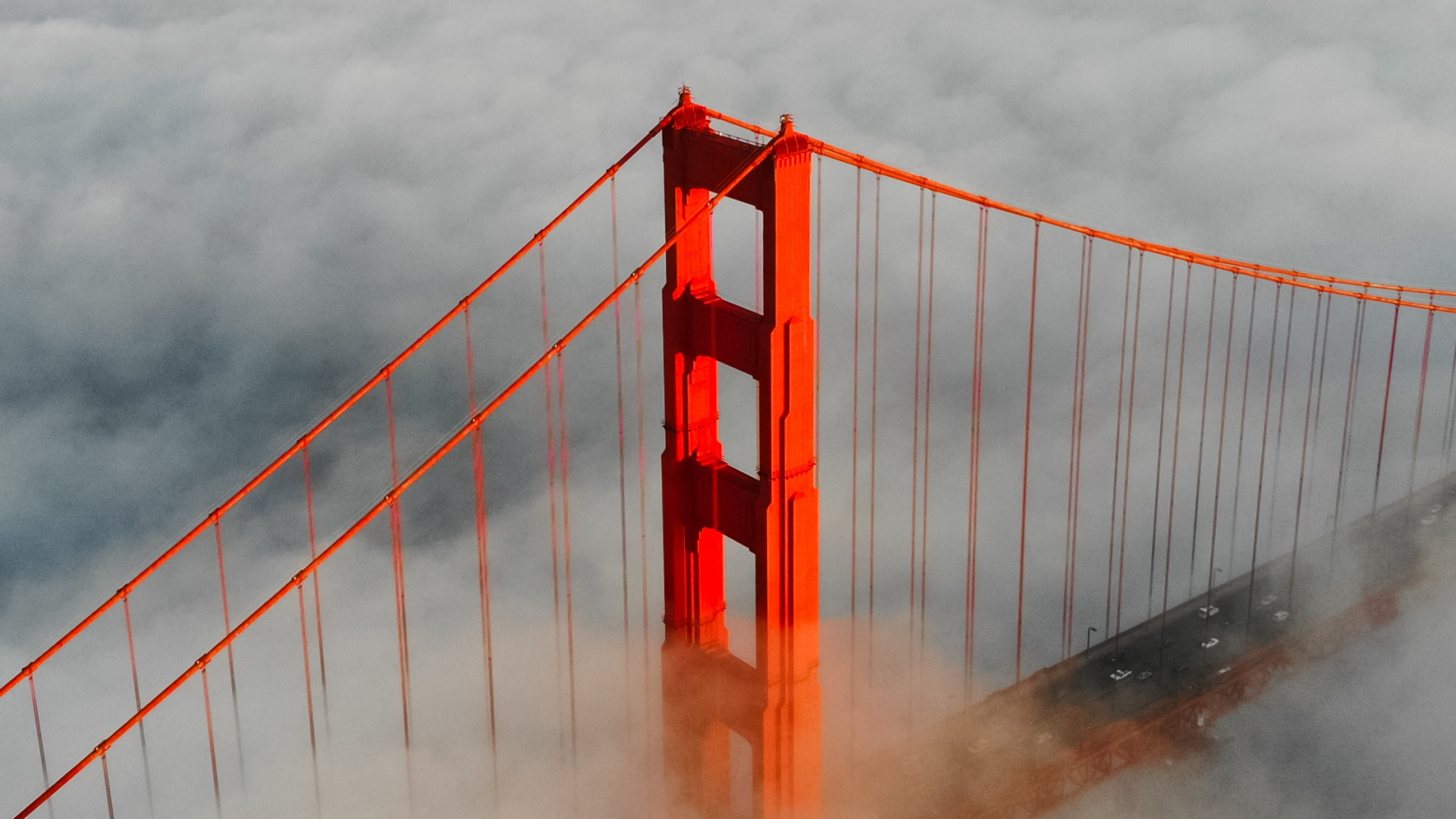 Puente Rojo Sobre Las Nubes. Wallpaper in 1920x1080 Resolution