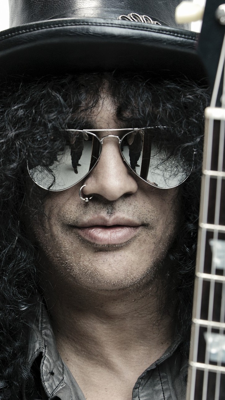 Slash, Guns N Roses, Amor Apocalíptico, Guitarra, Gafas. Wallpaper in 720x1280 Resolution