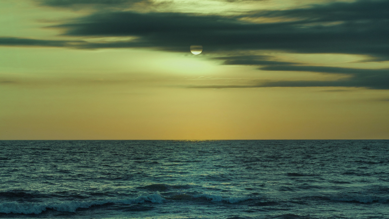 Meer, Horizont, Gewässer, Ozean, Welle. Wallpaper in 1366x768 Resolution