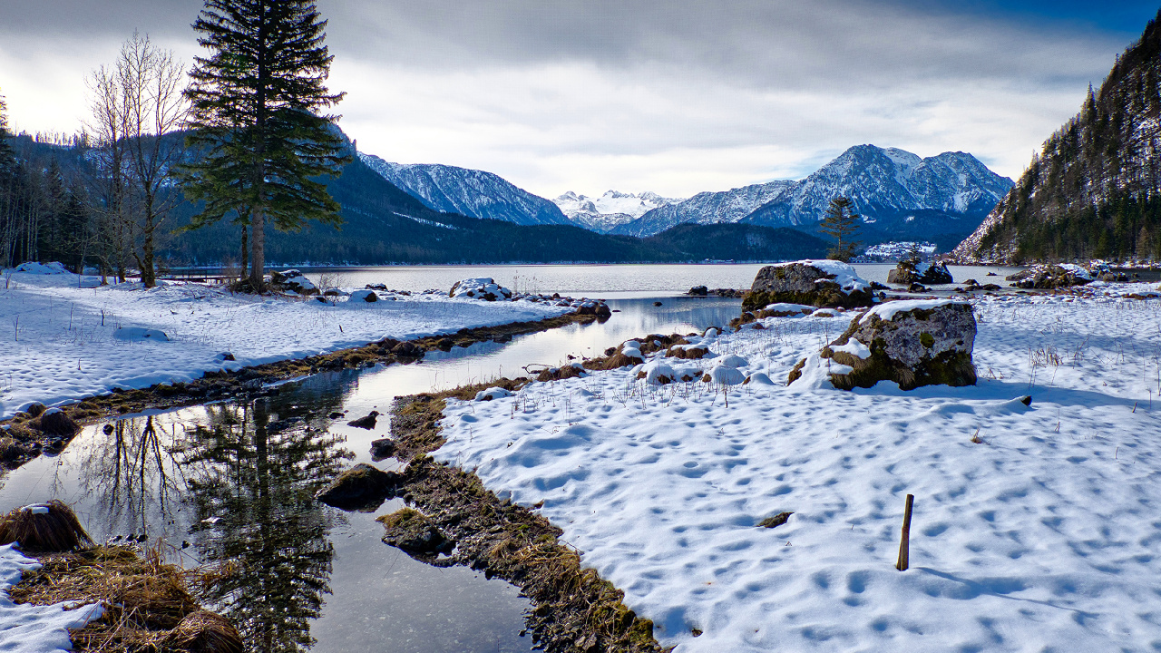冬天, 性质, 眼底, 多山的地貌, 天空 壁纸 1280x720 允许