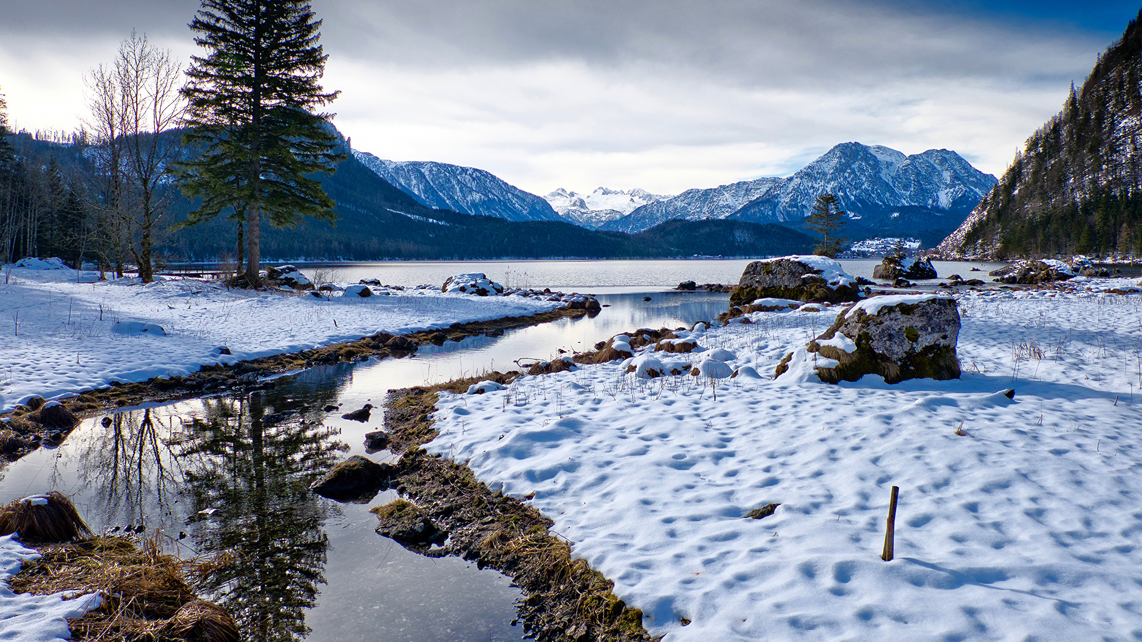 冬天, 性质, 眼底, 多山的地貌, 天空 壁纸 3840x2160 允许