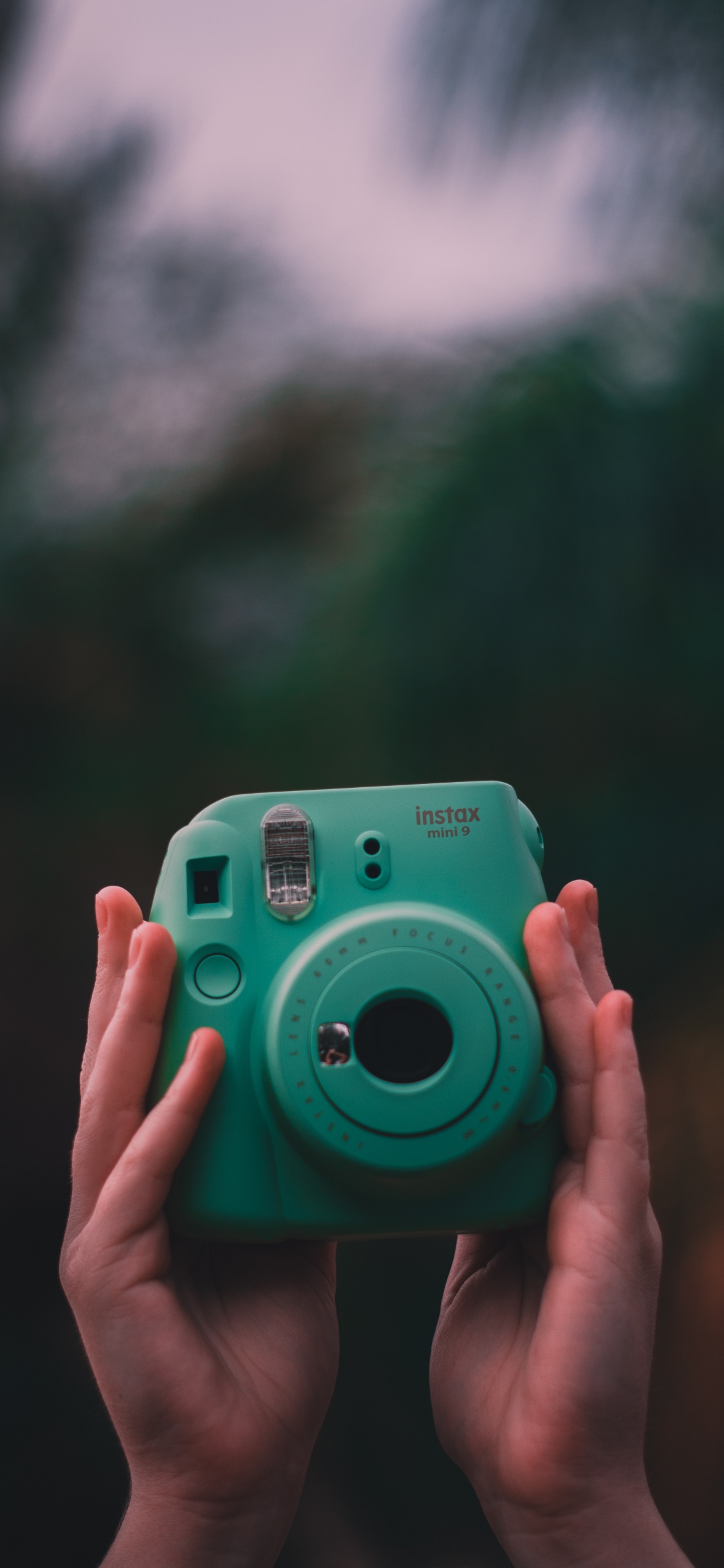 Person Holding Green Point and Shoot Camera. Wallpaper in 1125x2436 Resolution