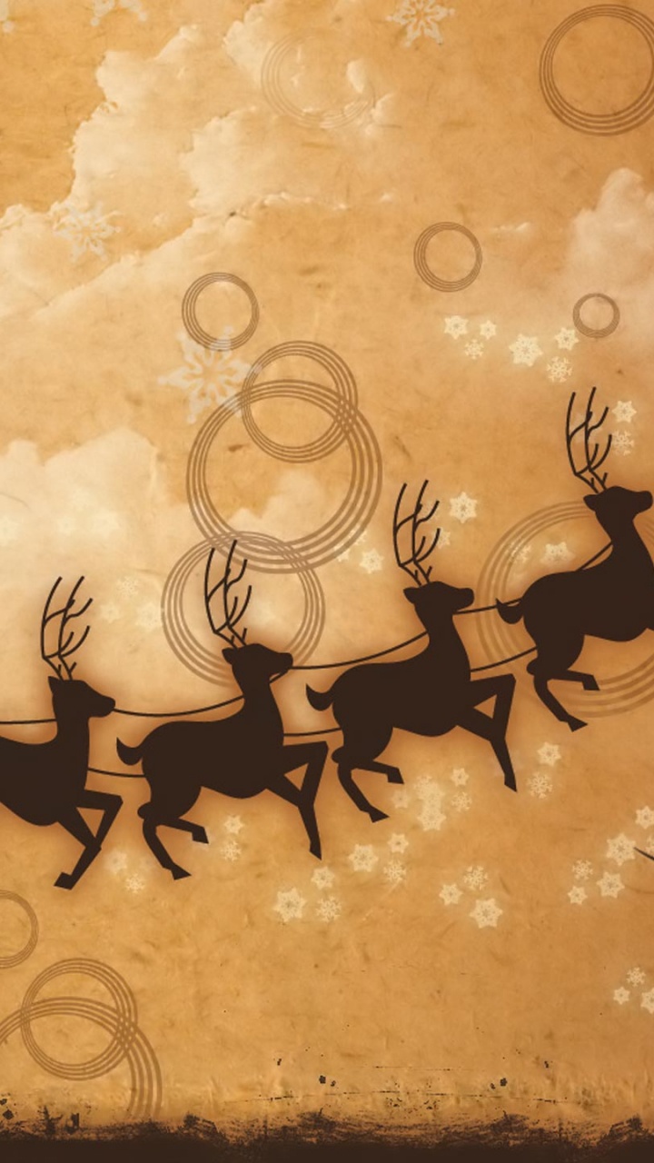 Reindeer, Santa Claus, Santa Clauss Reindeer, Christmas Day, Art. Wallpaper in 720x1280 Resolution