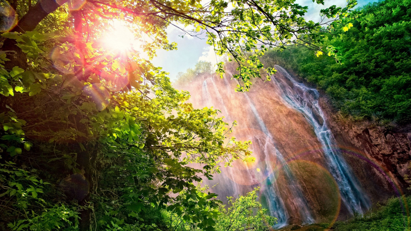 Árboles Verdes Cerca de la Montaña Marrón Durante el Día. Wallpaper in 1366x768 Resolution