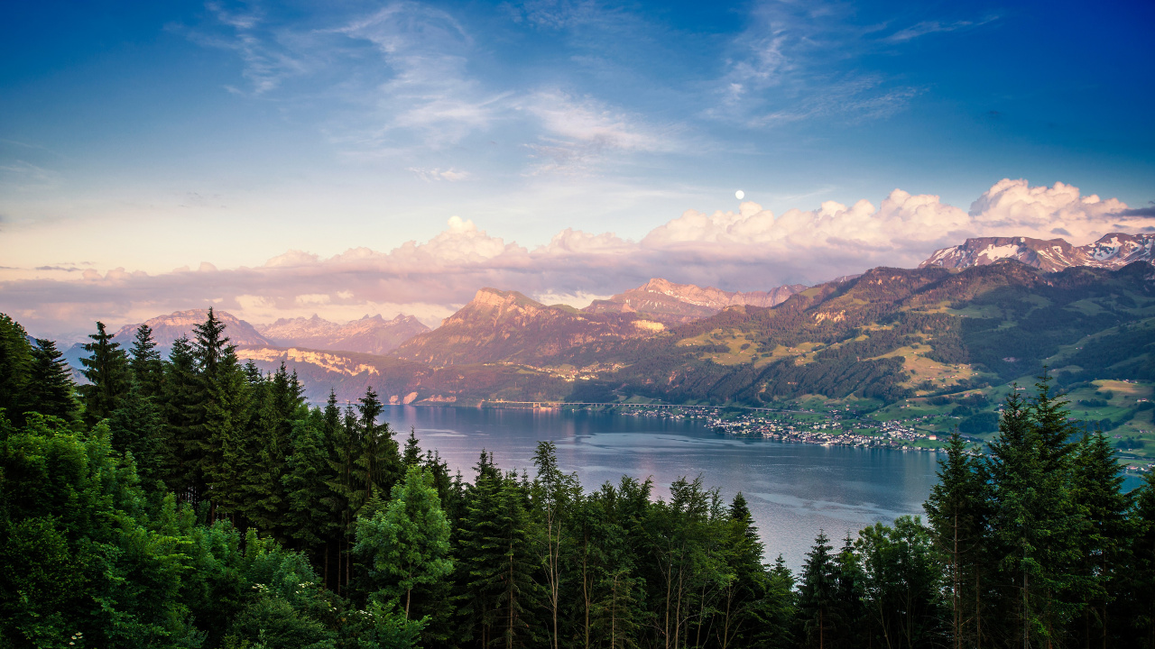 Lake Zurich, Cloud, Water, Mountain, Water Resources. Wallpaper in 1280x720 Resolution