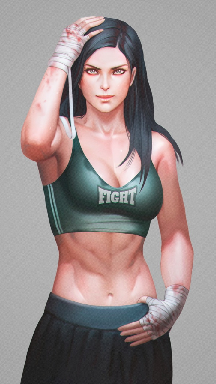 Woman in Red Sports Bra and Black Skirt. Wallpaper in 720x1280 Resolution