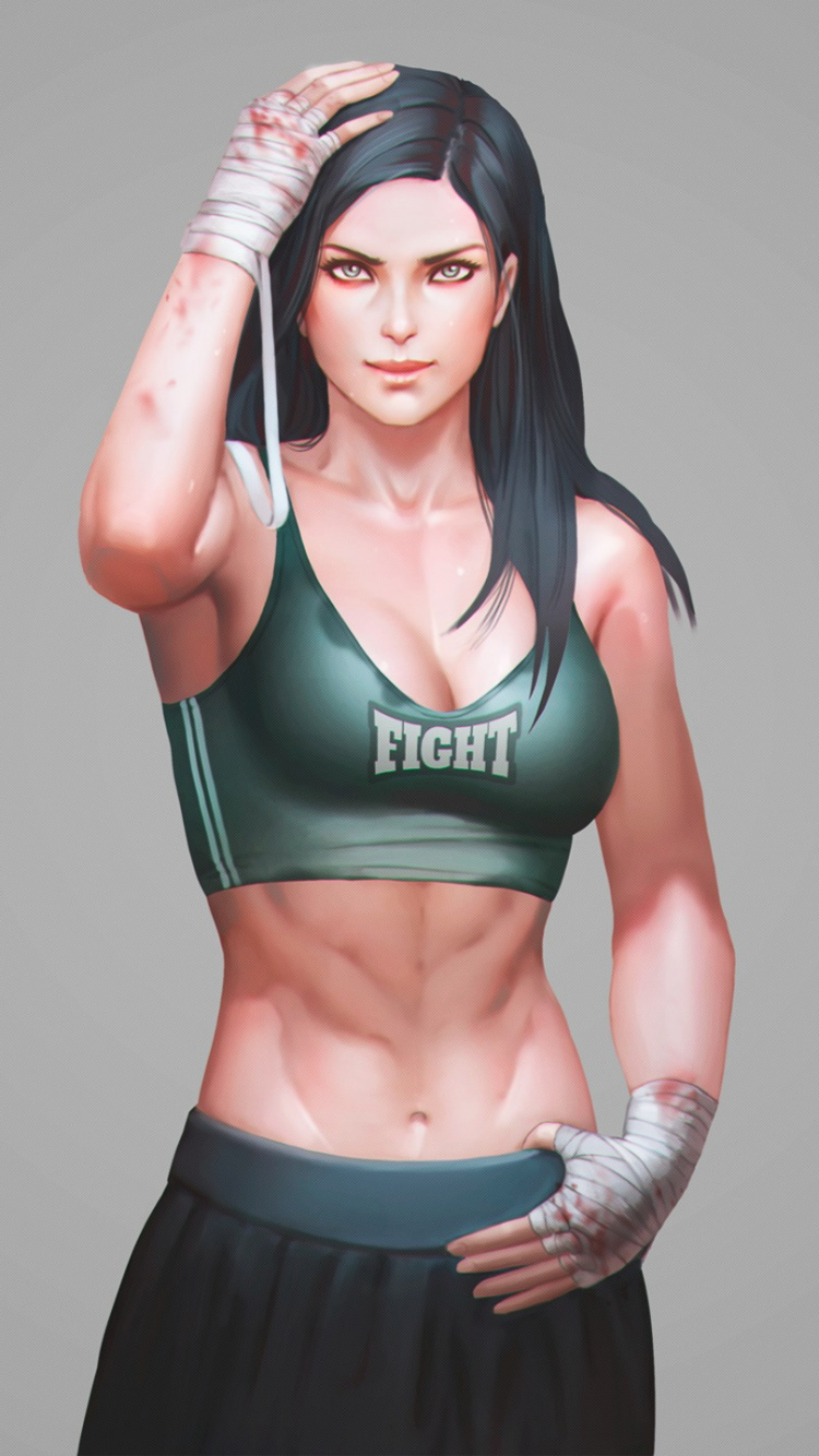 Frau in Rotem Sport-BH Und Schwarzem Rock. Wallpaper in 750x1334 Resolution