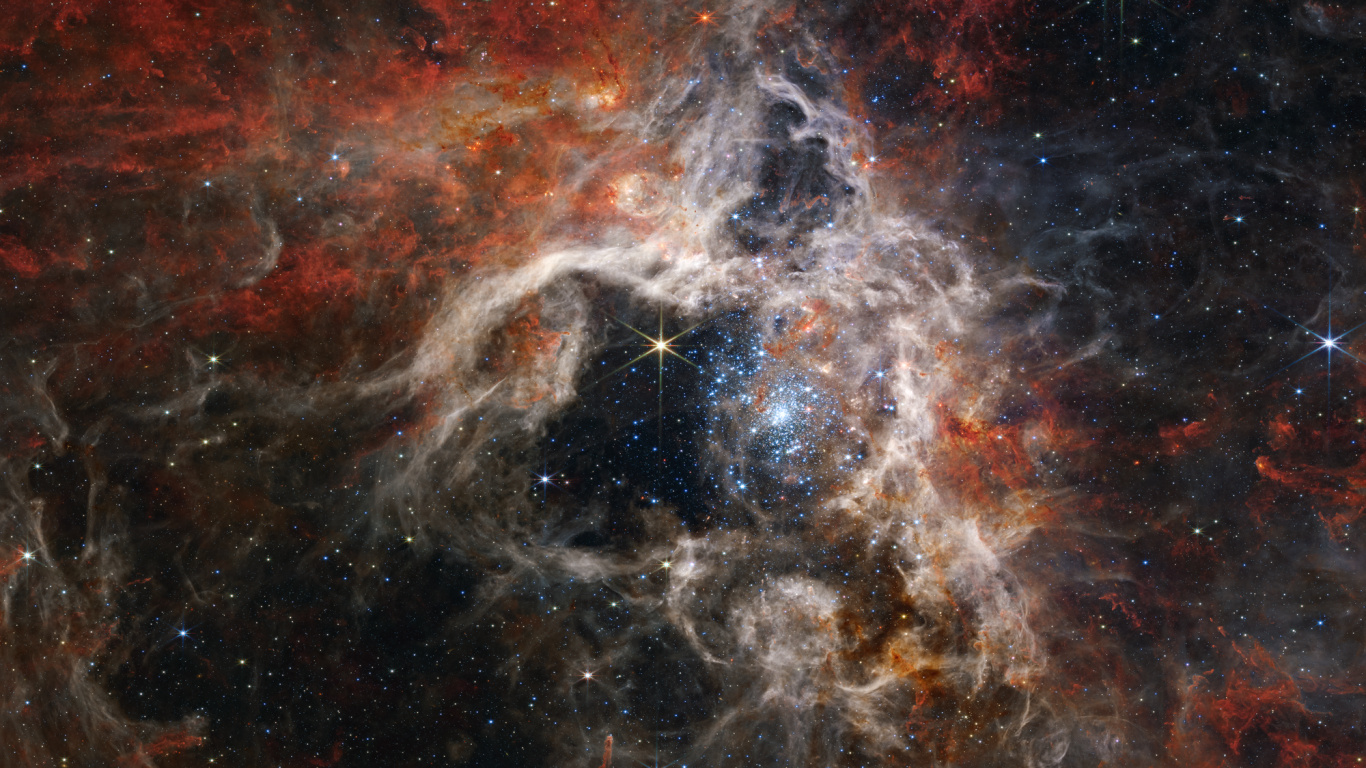 Space, James Webb Space Telescope, Nebula, Tarantula Nebula, Nircam. Wallpaper in 1366x768 Resolution